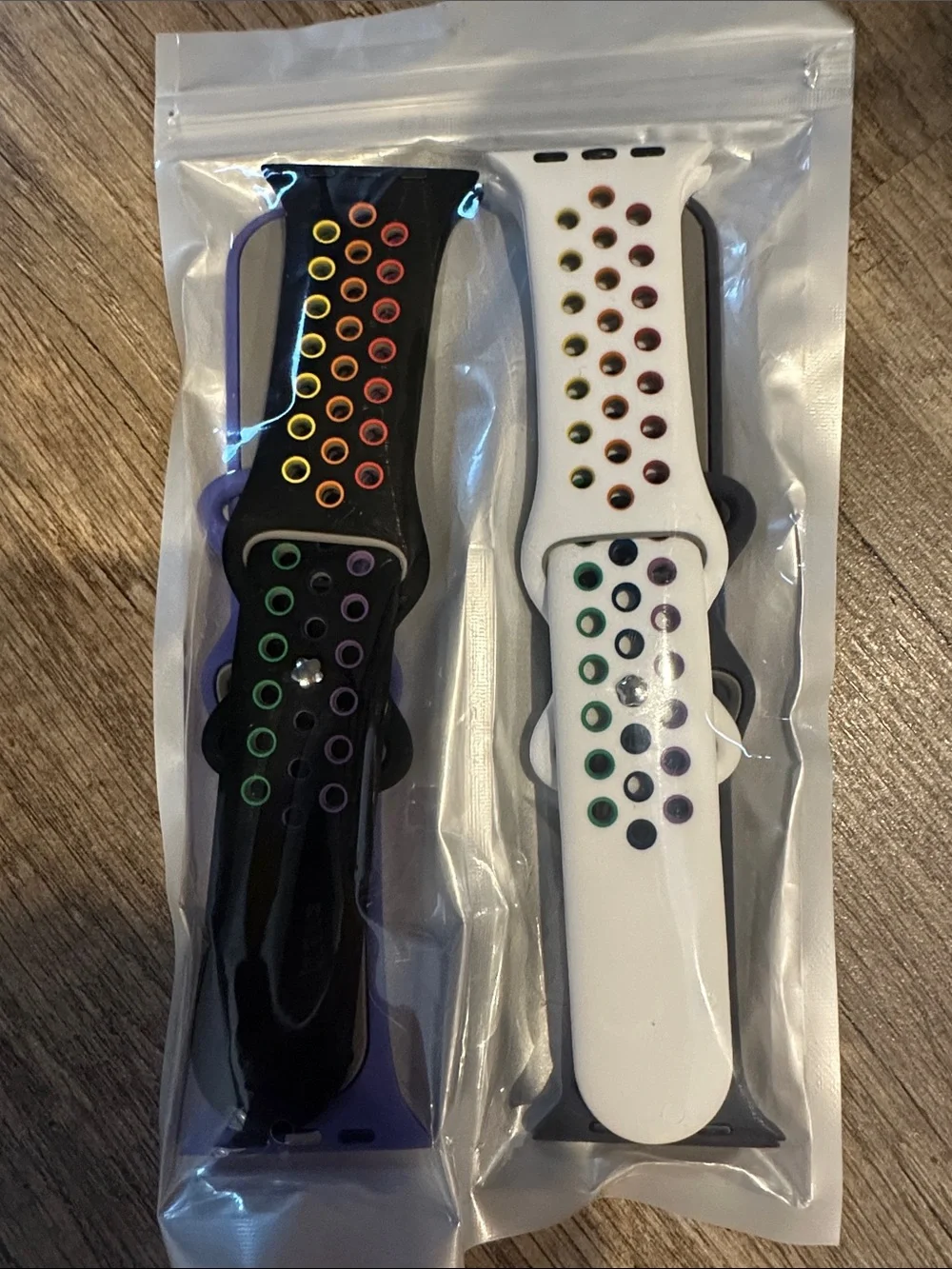Silicone Sport Watch Bands with Rainbow Vent Holes - Black & White (4-Pack)